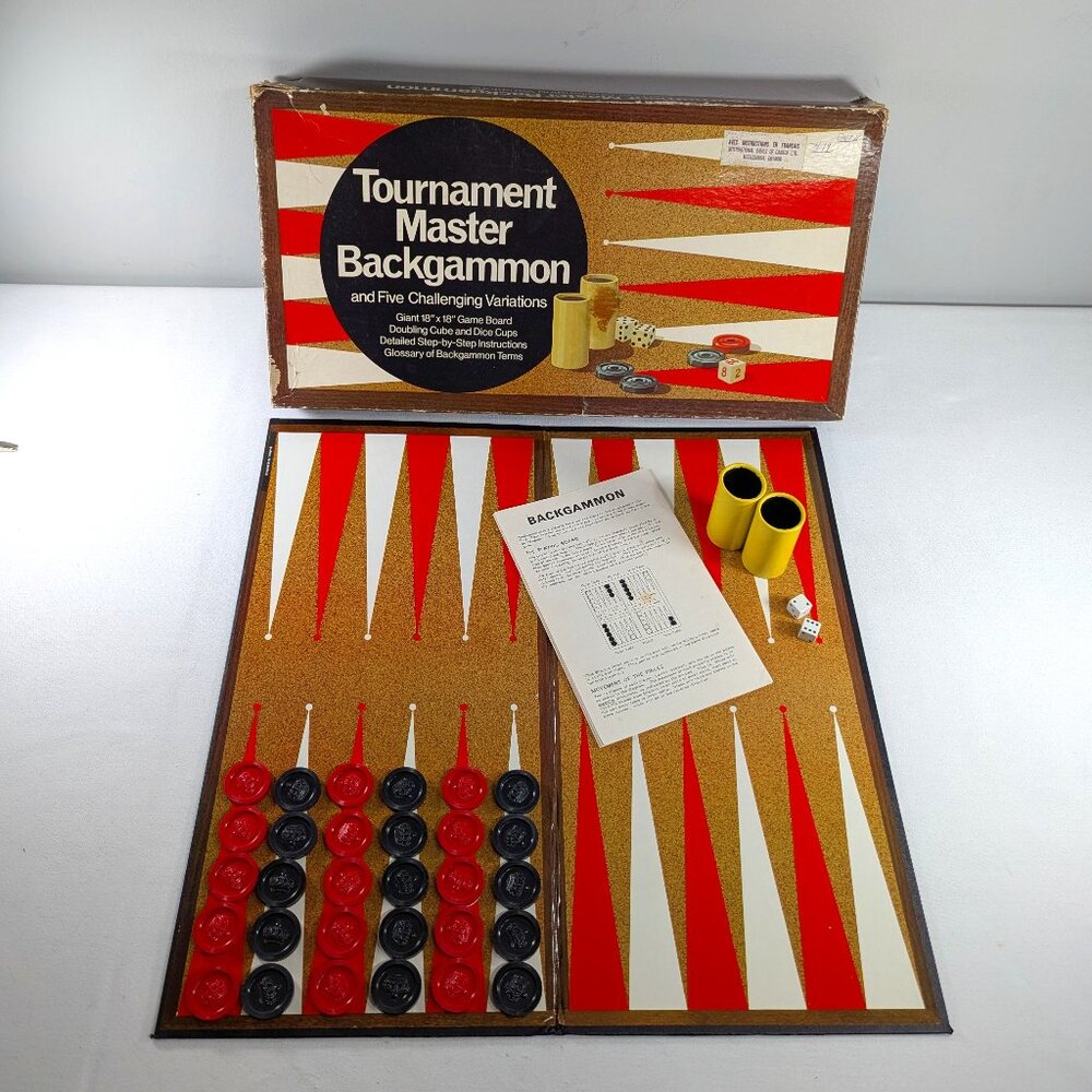1977 Tournament Master Backgammon set, vintage tabletop board game